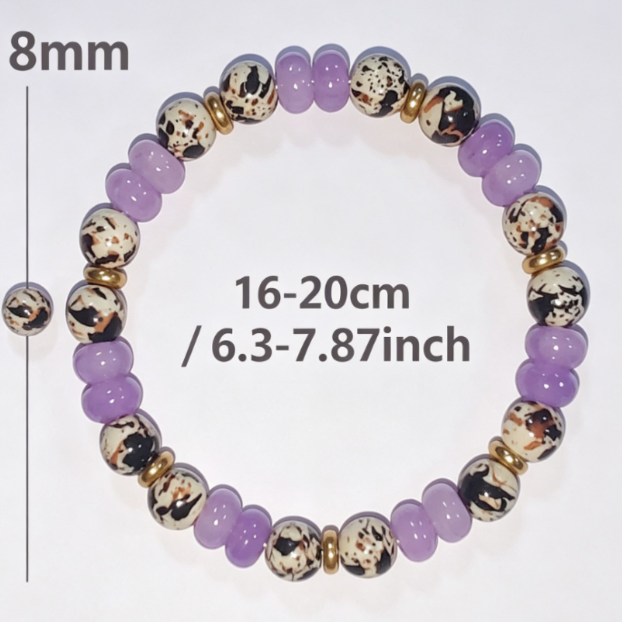 Light Purple Speckled Turquoise Mixed Elastic Bracelet